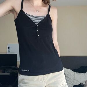 y2k Bebe V-Neck Henley Rhinestone Cami Tank